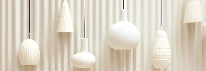 Sechs verschiedene weiße Hängelampen